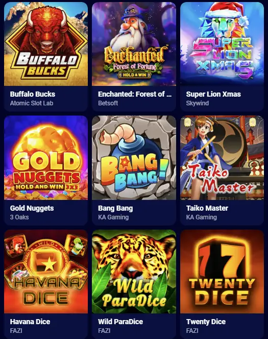 Juegos de los mejores proveedores en Spinay Casino